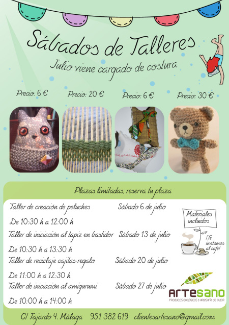 Talleres de julio en Artesano Málaga