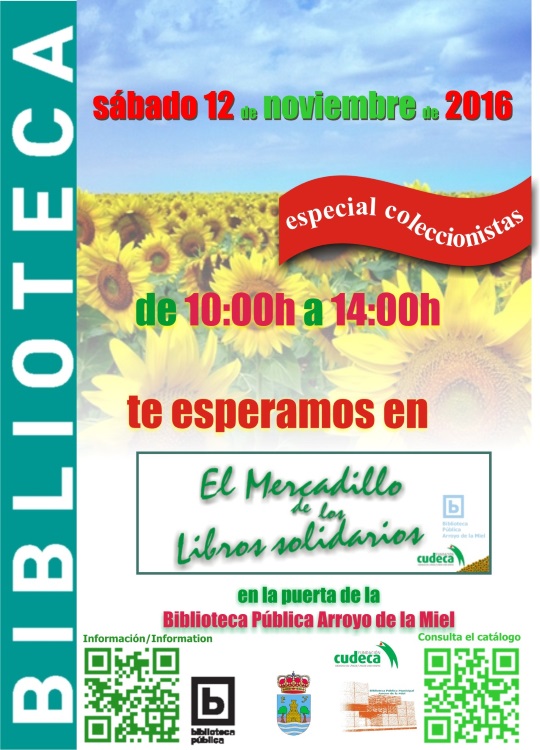 Cartel del mercadillo solidario de libros del 12 de noviembre Cartel del mercadillo solidario de libros del 12 de noviembre