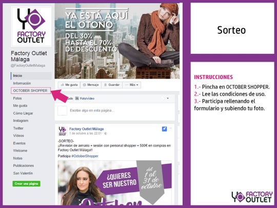 Instrucciones en Facebook del October Shopper de Factory Outlet Málaga Instrucciones en Facebook del October Shopper de Factory Outlet Málaga